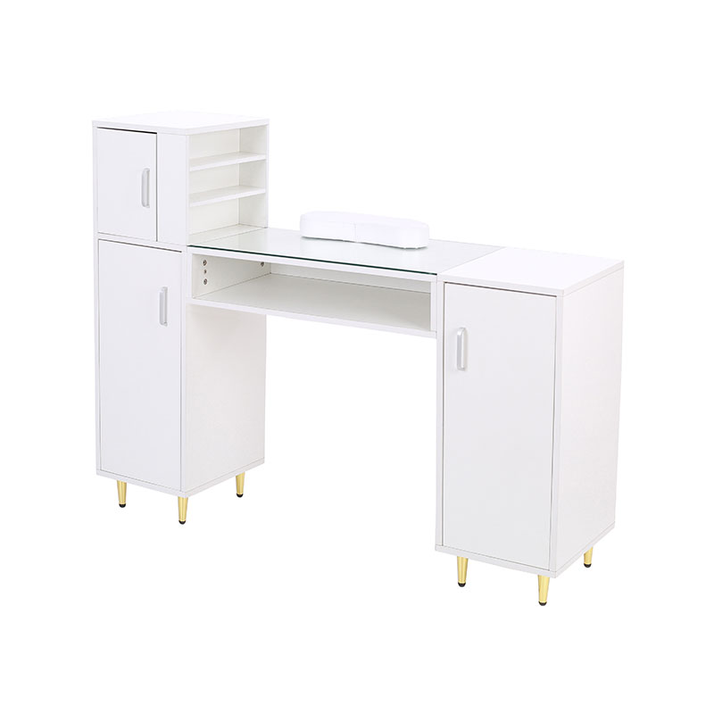 HZ2024BK / HZ2024W ম্যানিকিউর টেবিল গ্লাস টপ নেইল টেক ডেস্ক