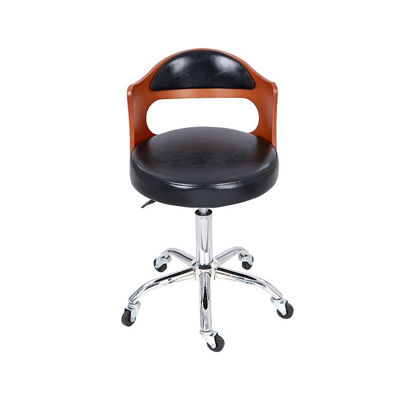 কাঠের পিছনে সুইভেল সেলুন স্টুল সহ HZ8828 কালো আসন