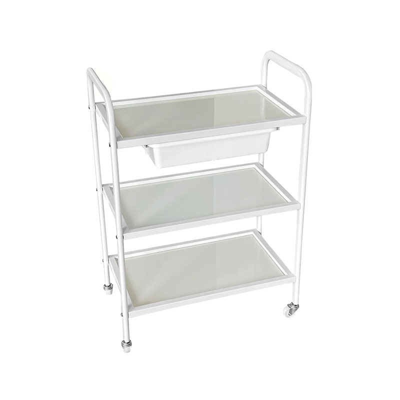 HZ2002BZ / HZ2002Z রোলিং সেলুন ট্রলি কার্ট, কাচের ট্রে এবং ধাতব ফ্রেম