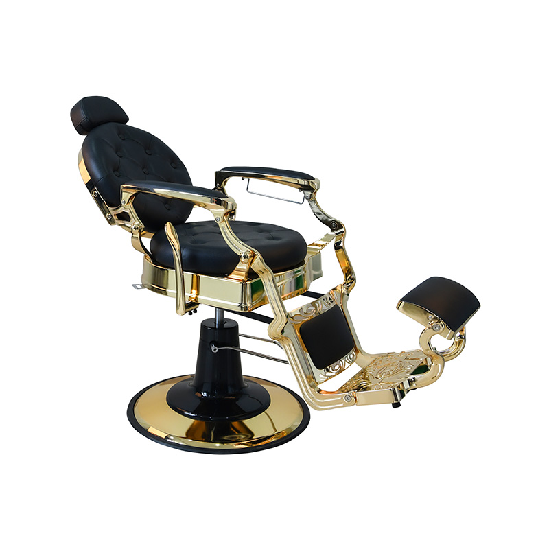 HZ8799AGD কালো সোনার ধাতুপট্টাবৃত মদ নাপিত চেয়ার