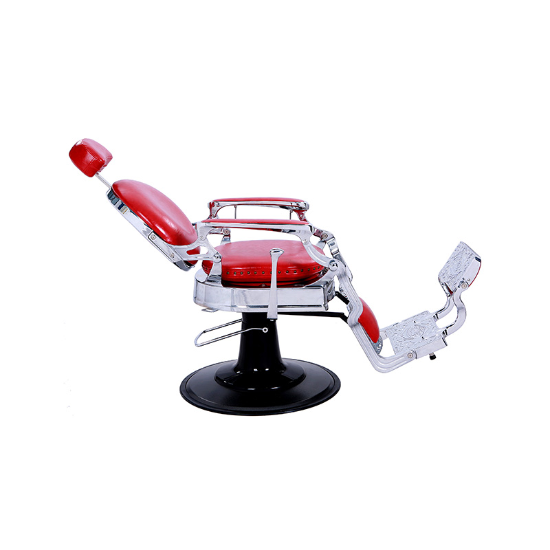 HZ8799DR লাল চকচকে রূপালী ফ্রেমের নাপিত চেয়ার