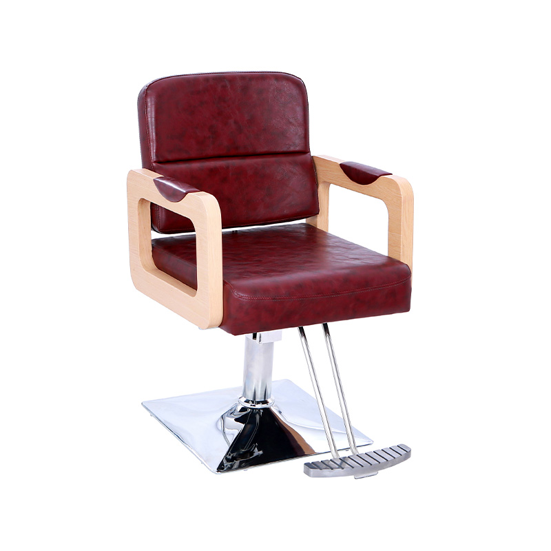 HZ87131 শুয়োরের মাংসের লাইভ রঙের চামড়ার কাঠের আর্মরেস্ট সেলুন চেয়ার