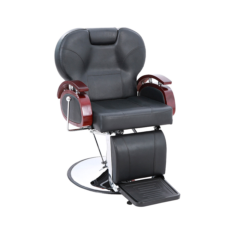 কাঠের হ্যান্ড্রাইল হাইড্রোলিক রিক্লাইন নাপিত চেয়ার সহ HZ8705B কালো