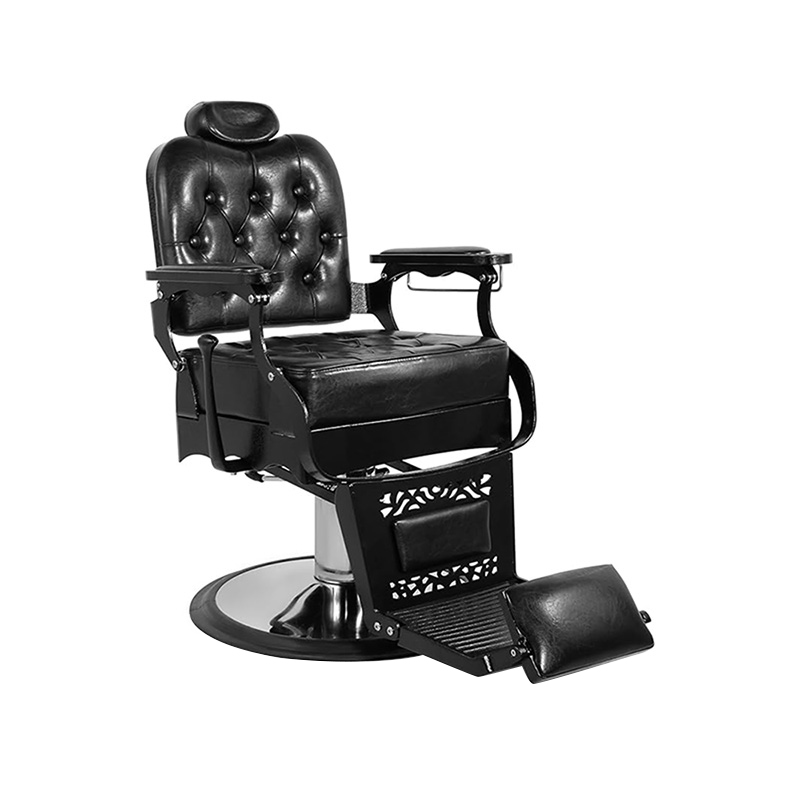 HZ8798 কালো বর্গক্ষেত্র ব্যাকরেস্ট ফিতে ভিনটেজ হেয়ার সেলুন চেয়ার